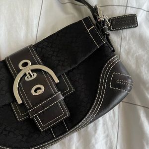 NEW Coach Signature Logo Shoulder Bag - Leather Trim and Buckle Flap